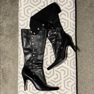 Nine West Black Leather Snap up Boots